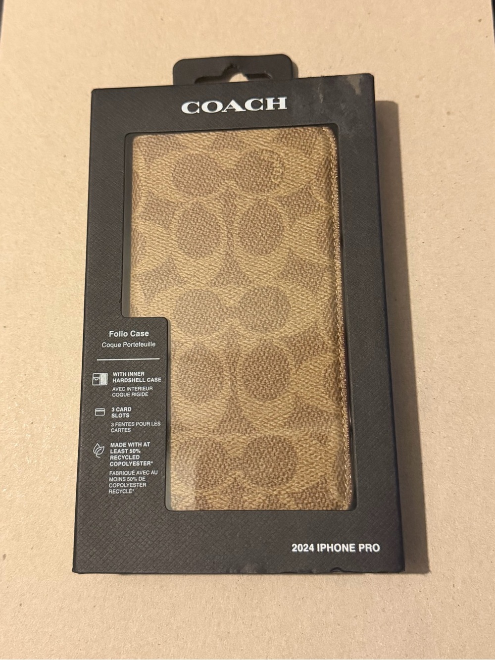 coach signature print iphone pro case